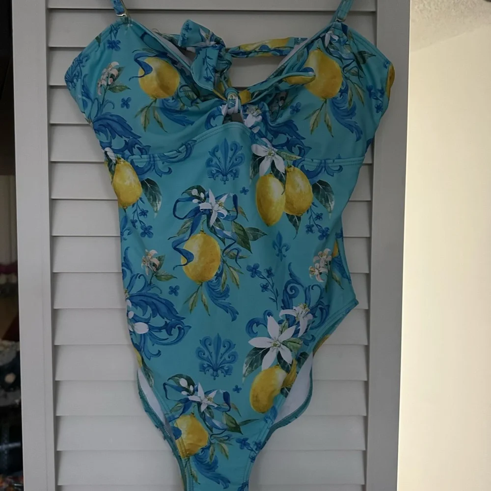 Floral Lemon Print One Piece Swimsuit